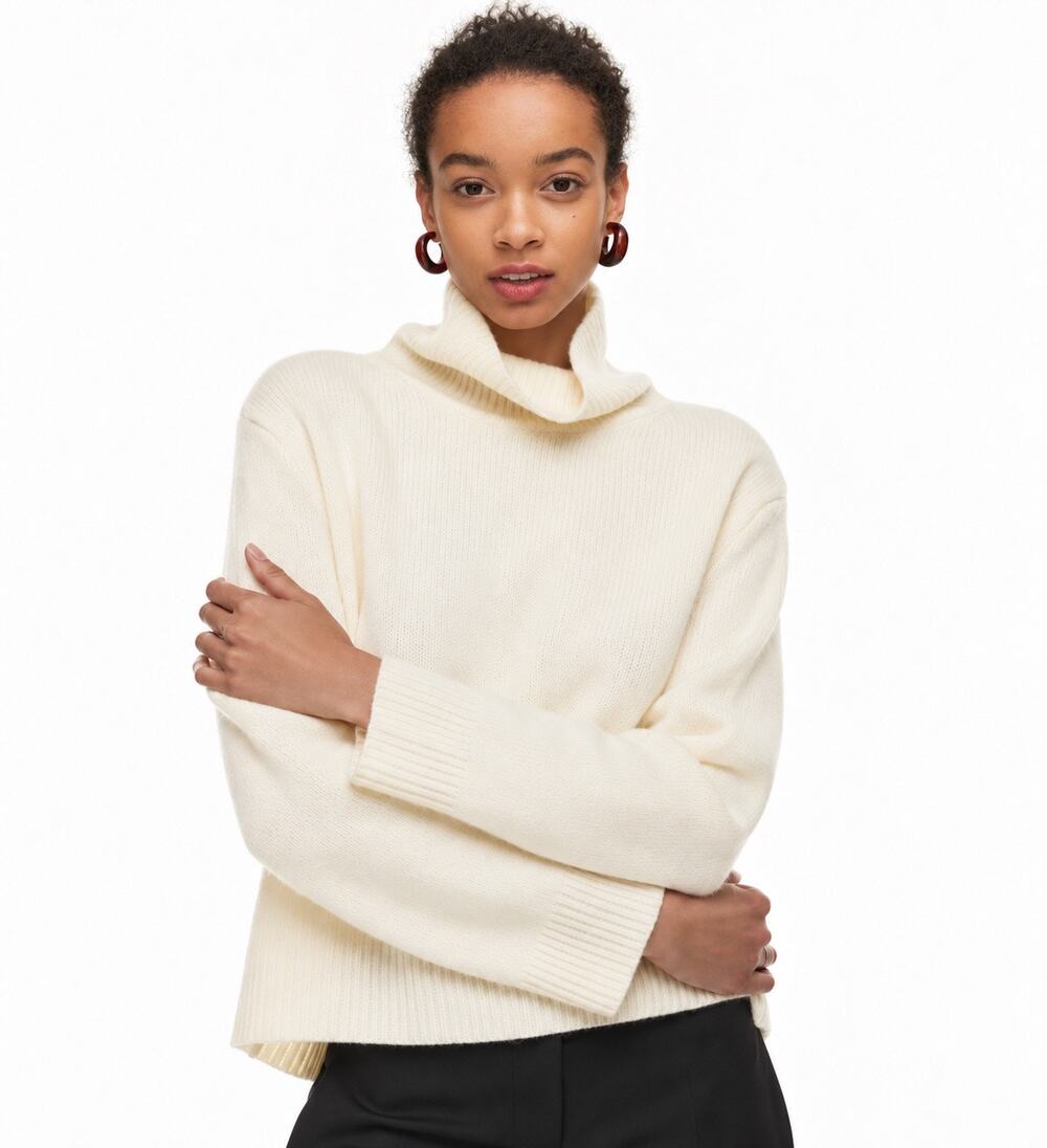 Aritzia Wilfred Luxe Cashmere Jara Turtleneck Sweater Cream Quiet Luxury XXS